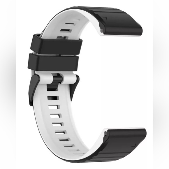 Watch Band 25mm Black w White Rubber Replacement For Nixon 51-30 Strap Garmin - Picture 8 of 12